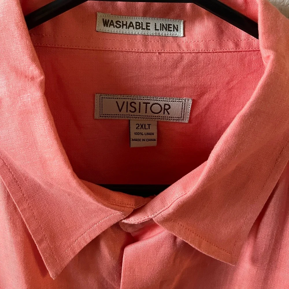 Visitor Men’s Linen Shirt | 2XLT | Mamey | Short Sleeve | Big & Tall | Like New - Picture 2 of 4